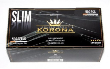 Tuburi tigari slim pentru injectat tutun Korona Slim 500 buc foita filtru maro foto