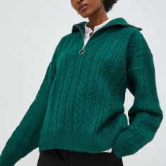 Answear Lab pulover femei, culoarea verde, cu turtleneck