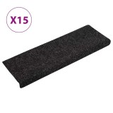 Cumpara ieftin Covorase scari autoadezive, 15 buc., 65x21x4 cm, margini dreptunghiulare negre