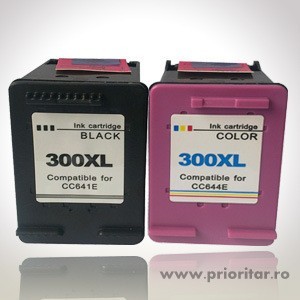 Pachet Cartus NEGRU HP300XL ( CC640EE / CC641EE ) + Cartus COLOR HP300XL ( foto