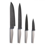 Set Cuțite Bucătărie, Model Marble, 4 Bucăți, Lama Inox, M&acirc;ner Ergonomic, Negru