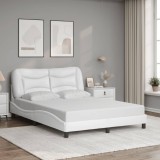 VidaXL Cadru de pat cu tăblie, alb, 120x200 cm, piele ecologică