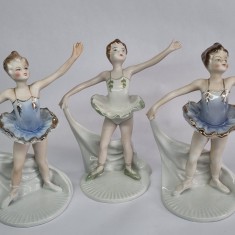 Set 3 bibelouri balerina portelan romanesc vintage
