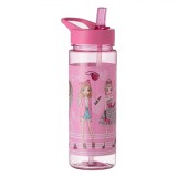 Sticlă Apă Copii, Model Fashion Girls, Roz, Plastic, Capacitate 0,65L, Oem