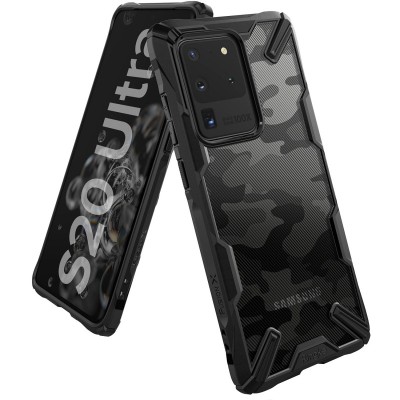 Husa Plastic - TPU Ringke Fusion X Design Camo pentru Samsung Galaxy S20 Ultra G988 / Samsung Galaxy S20 Ultra 5G G988, Neagra XDSG0027 foto