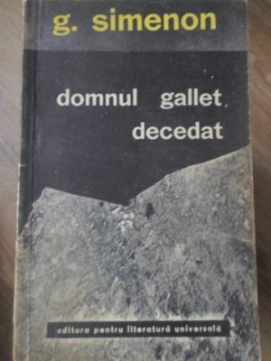 DOMNUL GALLET, DECEDAT-GEORGES SIMENON foto
