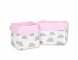 Set 2 cosuri depozitare panza Clouds GrayPink