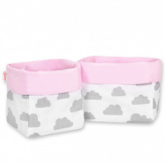 Set 2 cosuri depozitare panza Clouds GrayPink