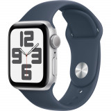 Cumpara ieftin Apple Watch SE2 2023, GPS, 40 mm, Storm Blue Sport Band, Silver Aluminium Case, S/M