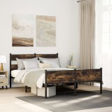 VidaXL Cadru pat fără saltea, stejar fumuriu 137x190 cm lemn prelucrat