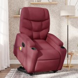 VidaXL Fotoliu de masaj electric rabatabil cu ridicare roșu vin textil