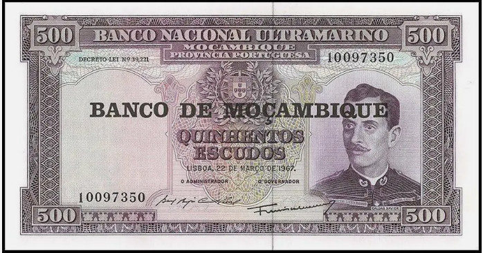 MOZAMBIC 500 escudos 1967 UNC, clasor M1