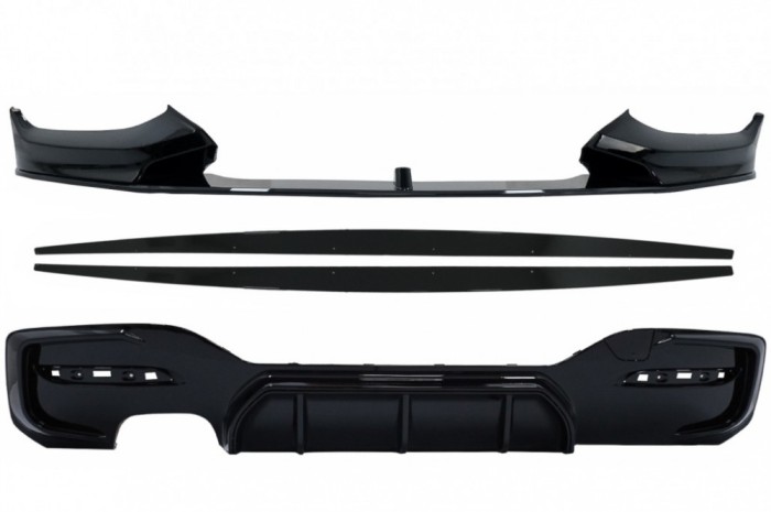 Prelungire Bara Fata BMW 1 Series F20 F21 LCI (2015-2019) cu Difuzor Bara Spate Evacuare Dubla Stanga si Extensii Praguri Laterale Hatchback M Sport N