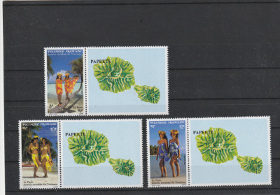 Polynesia 1990-Ziua turismului,Frumuseti in saronguri dant.,MNH,Mi,565-567 foto