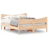 Cumpara ieftin Cadru de pat fara saltea, 135x190 cm, lemn masiv de pin
