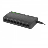 Switch Gigabit Lanberg 41570, cu 8 porturi Gigabit Ethernet RJ-45 10 100 1000 Mbps, 5V, racire pasiva, negru