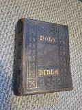 Biblia / Biblie veche , coperta piele, engleza , 1860 , 29x23x8 cm