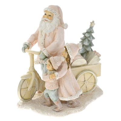 Figurina din rasina Santa with Kids Pink Gold 15 cm x 15 cm foto