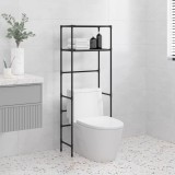 Etajeră Baie vidaXL, 2 Polițe, Negru, 53.5x28x143 cm, Fier, Suport Toaletă, Raft Depozitare, Organizator Baie