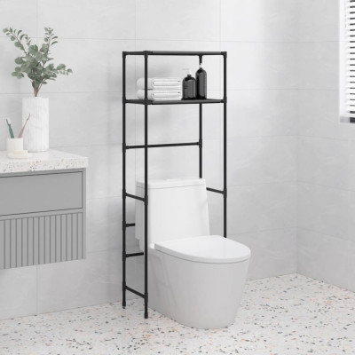 Etajera deasupra toaletei 2 polite, negru, 53,5x28x143 cm, fier GartenMobel Dekor foto