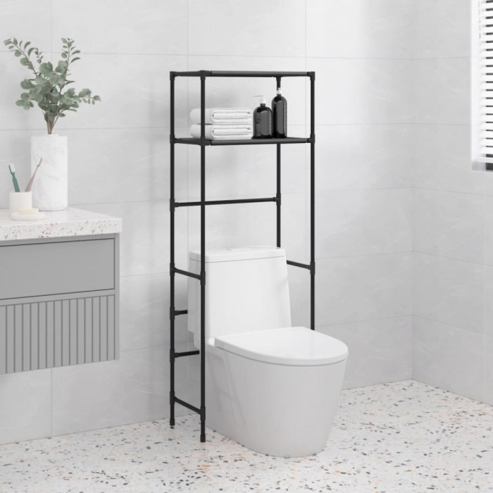Etajera deasupra toaletei 2 polite, negru, 53,5x28x143 cm, fier GartenMobel Dekor