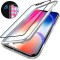 Husa Apple iPhone 7 PLUS Magnetica Argintiu, Perfect Fit cu spate de sticla securizata premium
