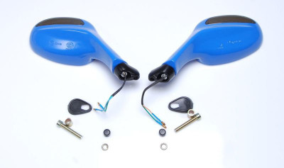 Set 2 oglinzi moto/scutere QT-4, filet M8, cu semanlizari, culoare albastru Cod Produs: MX_NEW ZLO56035 foto