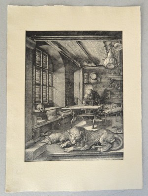 Albrecht Durer &amp;quot;Sf&amp;acirc;ntul Ieronim&amp;quot; print/reproducere moderna pe hartie manuala cca 2010 foto