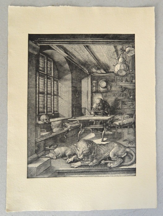 Albrecht Durer &quot;Sf&acirc;ntul Ieronim&quot; print/reproducere moderna pe hartie manuala cca 2010