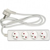 Prelungitor cu impamantare, 4 locasuri, lungime 1.5 m, Alb, 1.5 mmp, 10A, Oem