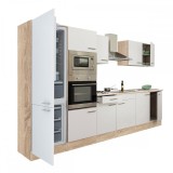 Mobilier Bucatarie Leziter Yorki 330, Stejar Sonoma, 300cm latime, Cu Frigider Jos, Fara Blat