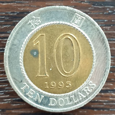 (M1916) MONEDA HONG KONG - 10 DOLLARS 1995, BIMETALICA