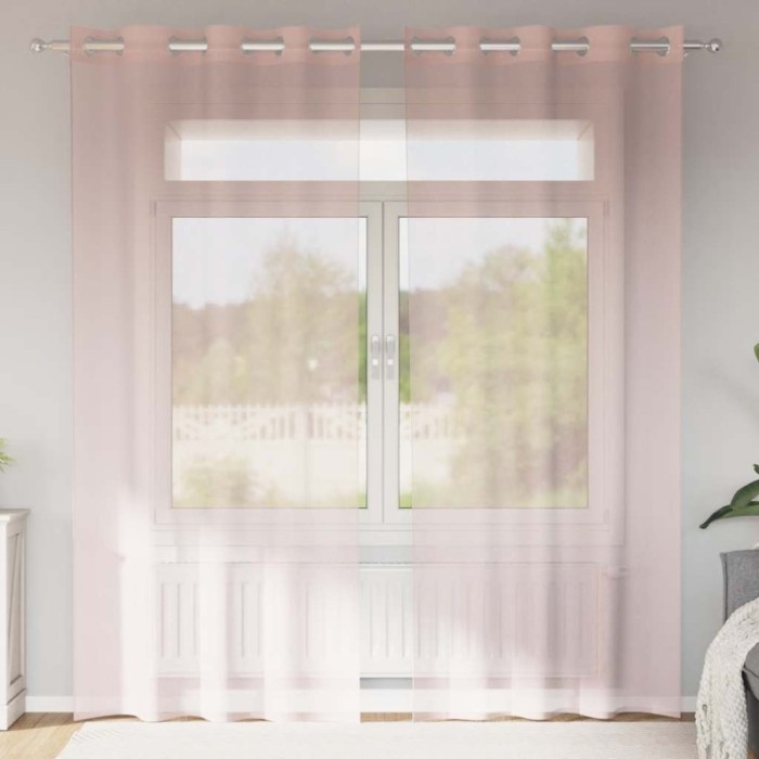 Perdele Voile cu Oelii 2 buc Roz deschis 140x245 cm