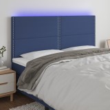 Cumpara ieftin Tăblie de pat cu LED, albastru, 180x5x118/128 cm, textil
