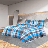 Gossi set cu husa de pilota, albastru si gri, 260x240 cm, bumbac