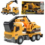 Camion mare cu excavator jucărie, scara 1:12, dim. 13 x 36 x 30 cm, multicolor