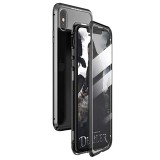 Husa iPhone XS Max - Sticla Fata+Spate 360 grade, Cadru metalic cu magneti, Neagra