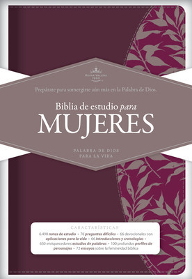 Rvr 1960 Biblia de Estudio Para Mujeres, Vino Tinto/Fucsia Simil Piel