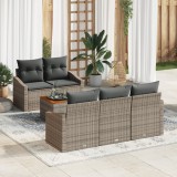 VidaXL Set de mobilă pentru grădină, 6 piese, cu perne gri din rattan și lemn de acacia