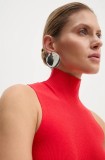 Drykorn vesta culoarea rosu, light, cu turtleneck, 420096 88633