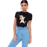 Tricou dama negru - Cool Unicorn - 2XL