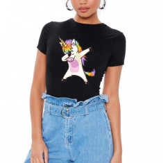 Tricou dama negru - Cool Unicorn - 2XL