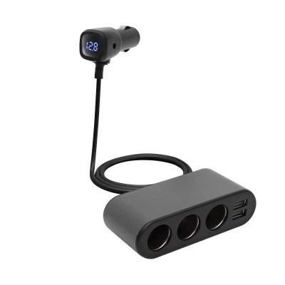 Distribuitor auto 12V /24V 3 prize 80W + 2x USB 3.4A + Voltmetru SAL SAU80W foto