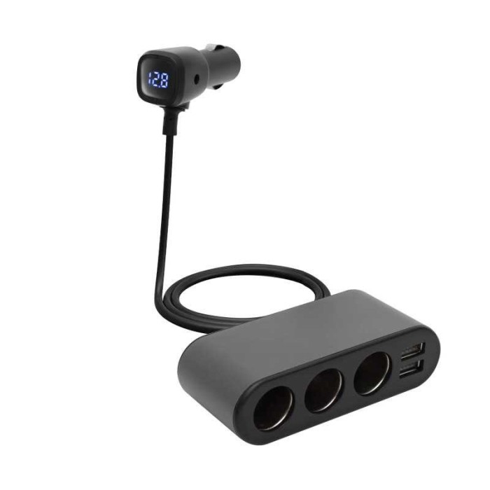 Distribuitor auto 12V /24V 3 prize 80W + 2x USB 3.4A + Voltmetru SAL SAU80W
