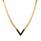 Colier Cleopatra, auriu, din otel inoxidabil, tip snake chain, cu pandantiv in forma de V