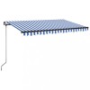 Copertina retractabila manual, albastru si alb, 450x350 cm