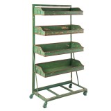 Raft tip expozor 4 polite metal verde antichizat 71x40x133 cm
