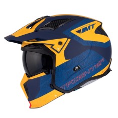 Casca MT Streetfighter SV S Totem C3 galben mat (ochelari soare integrati) &ndash; masca (protectie) barbie si cozoroc detasabile &ndash; omologare noua ECE 22.06