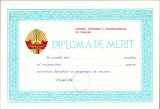 HST A437 Diplomă de merit Cooperativa de Consum Rom&acirc;nia comunistă