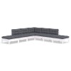 Set mobilier de gradina cu perne, 7 piese, alb, lemn masiv pin